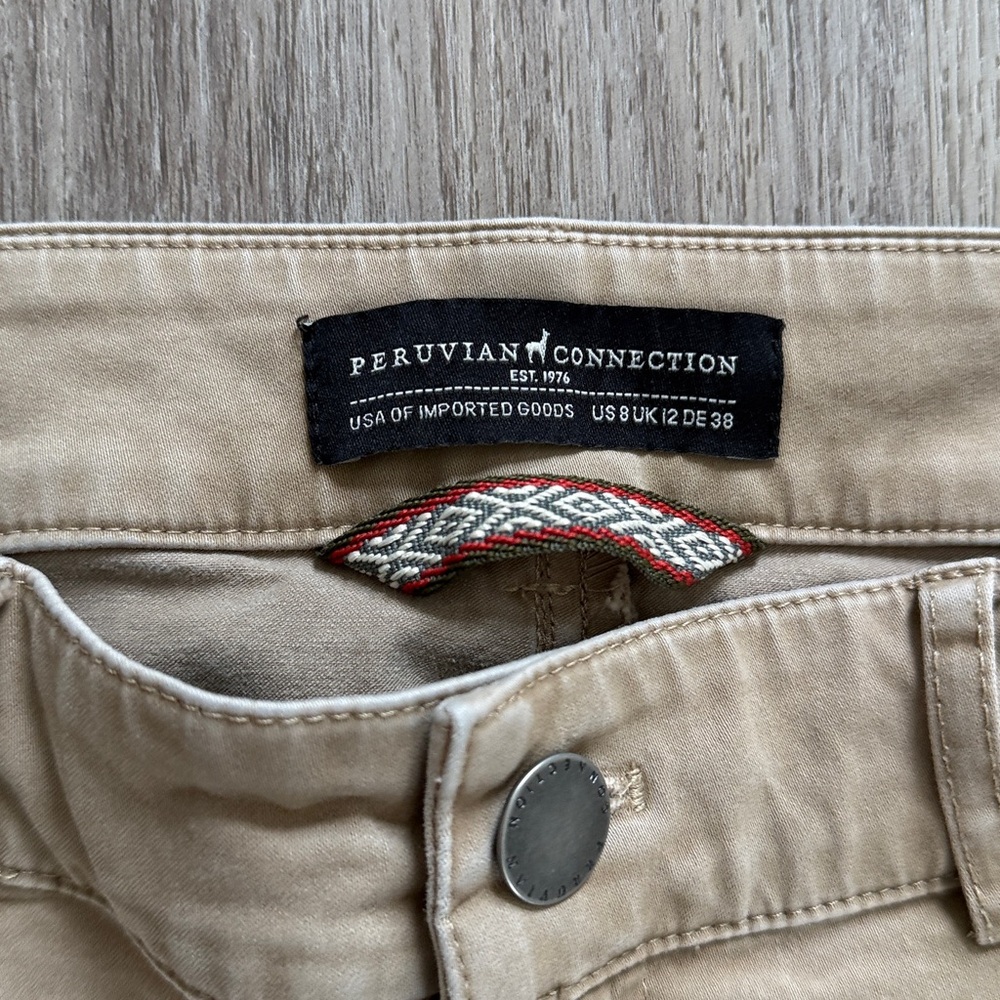 Peruvian Connection Beige Pants with Button Detail - image 2